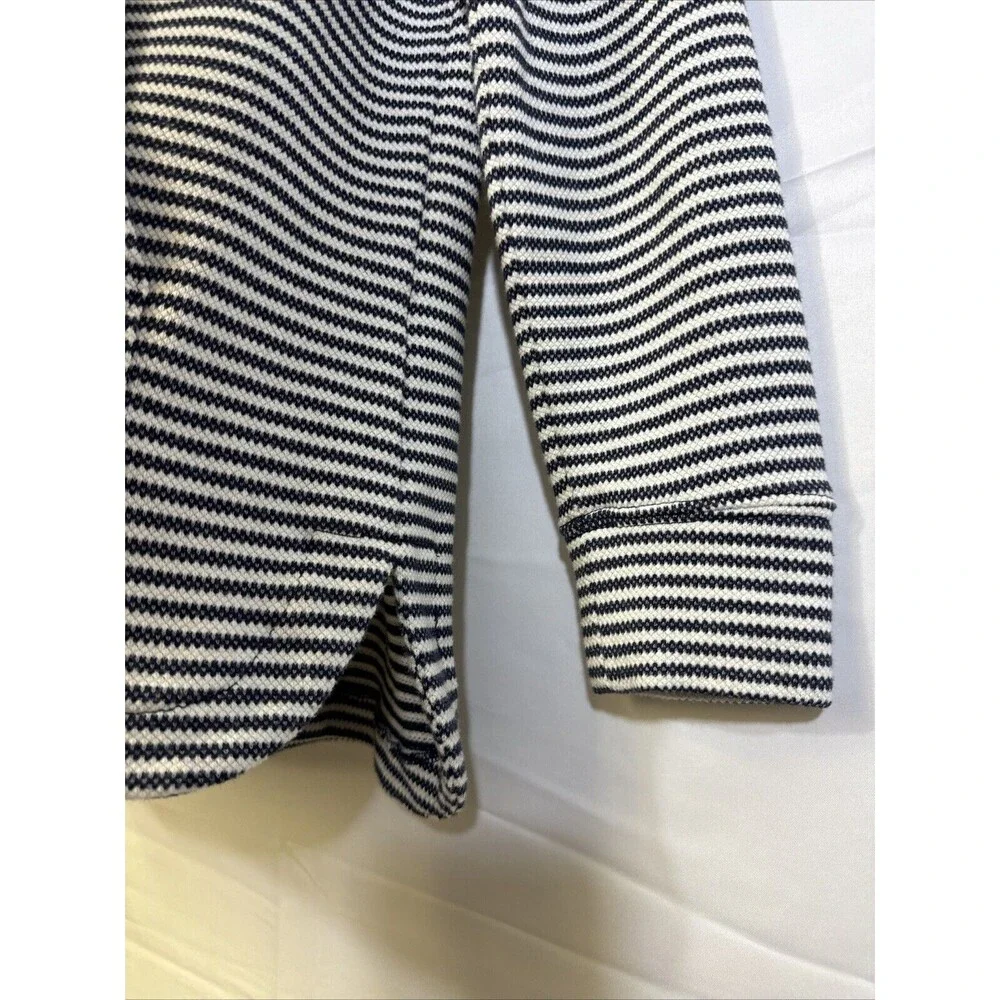 Women’s Striped Knit Hoodie Sweaters Size M Pullover Long Sleeve Casual Tie Neck